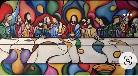 Holy Spirit Art, Last Supper Art, Modern Cat Art, Bible Artwork, Madonna Art, Jesus Drawings, Jesus Christ Painting, Jesus And Mary Pictures, The Last Supper