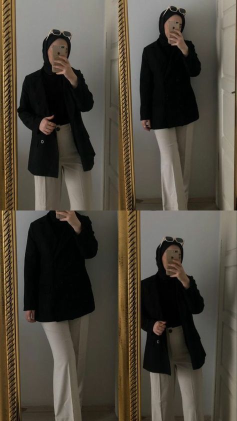 Stylish Outfits Hijab, All Black Hijab Outfit, Elegant Outfit Hijab, Elegant Hijab Outfit, Outfit For Hijab, Black Outfit Hijab, Black Hijab Outfit, Hijab Fashion Summer, Black Hijab