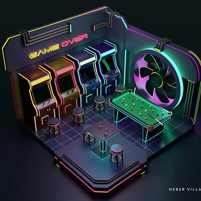 Futuristic Arcade, Arcade Design, Playgrounds Architecture, Arcade Bar, Gaming Lounge, Gaming Center, Arcade Room, Game Center, Adobe Photoshop Design