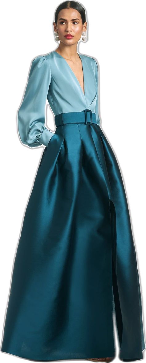 Teal Gowns Elegant, Teal Evening Dresses, Deep Teal Bridesmaid Dresses, Formal Maxi Dress With Sleeves, Simple Gown Designs, Split Dress Formal, Shop Gowns, Teal Gown, Red Green Dress