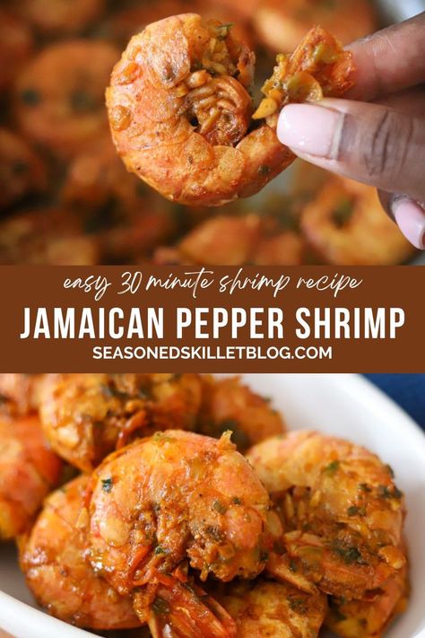 Jamaican Pepper Shrimp Pepper Shrimp Recipe, Seafood Dish Recipes, Pepper Shrimp, Jamaican Cuisine, Jamaican Dishes, Marinated Shrimp, Scotch Bonnet Pepper, Shrimp Recipes For Dinner, Herbs Spices