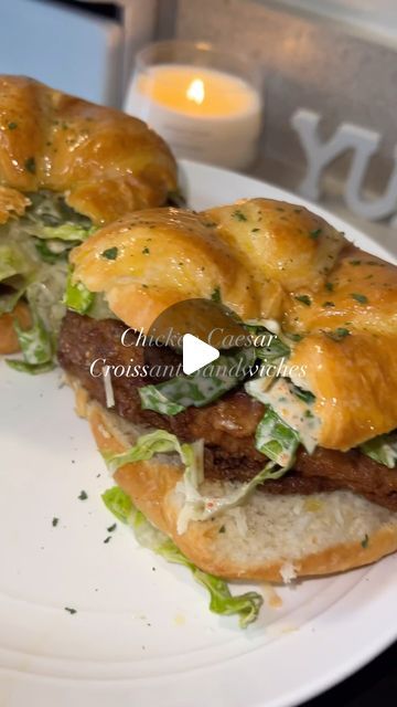 Chicken Ceaser Croissant Sandwich, Recipes With Croissants, Chicken Ceaser, Croissant Sandwiches, Croissant Sandwich, Chicken Caesar, Caesar Salad, Wrap Sandwiches, Lunch Recipes