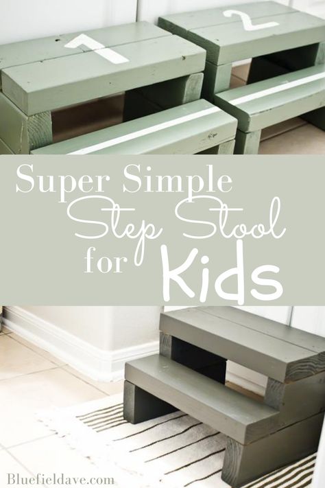 Diy Bathroom Stool, Bathroom Stool Diy, Toddler Kitchen Stool, Step Stool Diy, Bathroom Step Stool, Step Stool For Kids, Toddler Bathroom, Kids Woodworking, Toddler Step Stool