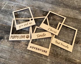 Magnetic Picture Frame, Polaroid Picture Frame, Picture Frame Wood, Polaroid Picture, Laser Cut Wood Crafts, Magnet Board, Laser Engraved Ideas, Polaroid Frame, Personalized Picture Frames