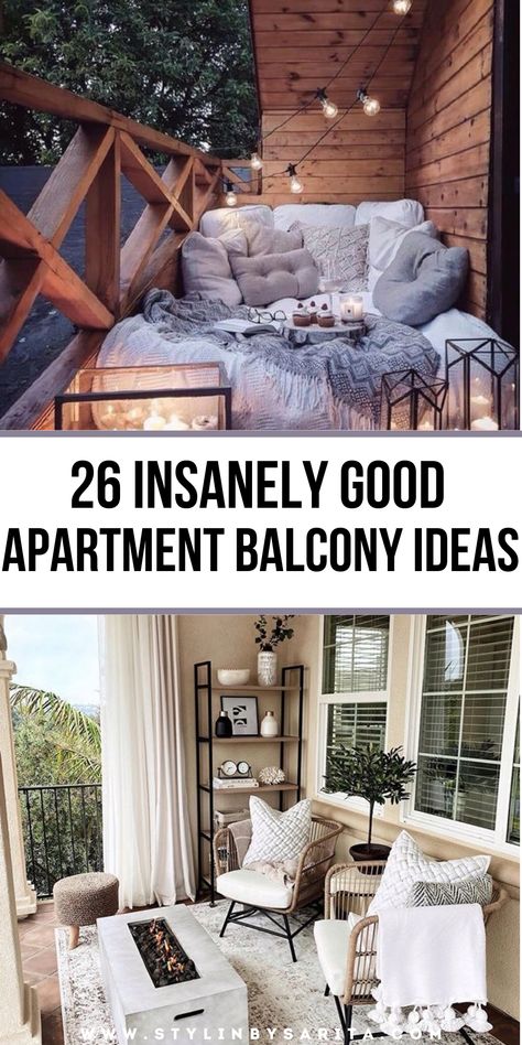 Balcony ideas Decorating Ideas For Balcony, Balcony Bed Ideas, Outdoor Balcony Decorating Ideas, Outdoor Balcony Furniture Ideas, Small Balcony Lounge Ideas, Cozy Patio Ideas Apartments, Enclosed Balcony Ideas Apartments, Townhome Balcony Ideas, Under Balcony Ideas