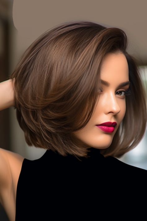 Choose a rich sleek chocolate brown bob with fine layers for short hair. For a straight one, use a straightener and apply a heat protector to avoid hair problems. Click here to check out more the “Bubble Bob” Cut is trending – here are 25 amazing ideas for you.