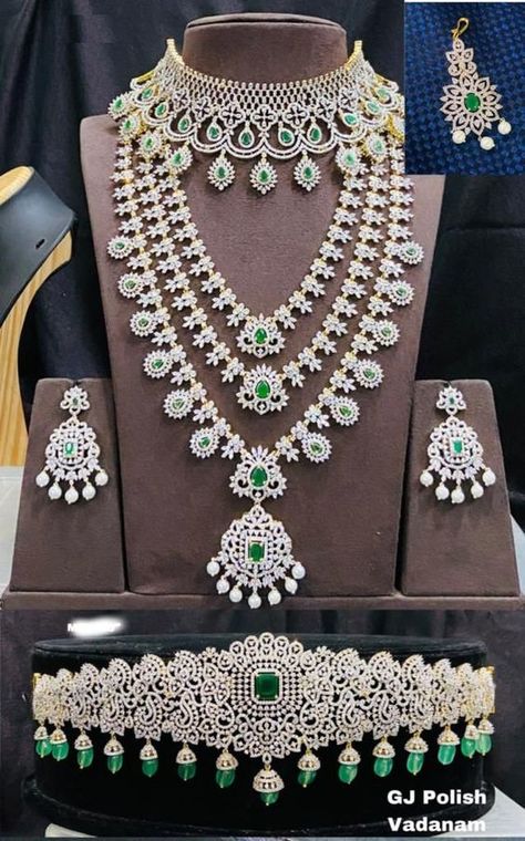 Jewellery Bride Indian, Bridal Jwellery Trending 2024, Jewellery For Bride Wedding Jewelry, Cz Bridal Jewellery Sets With Price, Bridal Jewellery Indian Latest, Marriage Set Jewellery, Diamond Jewellery Sets, Indian Bridal Jewellery Set Wedding, Bridal Diamond Set