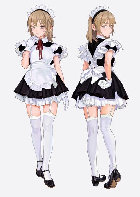 Maid Anime Character Design, Maid Pose, Maid Outfit Drawing, Maid Character, Maid Outfit Anime, Character Design Girl, Anime Maid, Maid Outfit, 캐릭터 드로잉