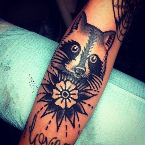 http://tattoomagz.com/tattoo-by-chaim-machlev-2/cute-panda-tattoo-by-josh-stephens/ Racoon Tattoo, Raccoon Tattoo, Americana Tattoo, Panda Tattoo, Tattoo Time, Traditional Tattoo Flash, Traditional Tattoos, American Traditional Tattoo, Nature Tattoos