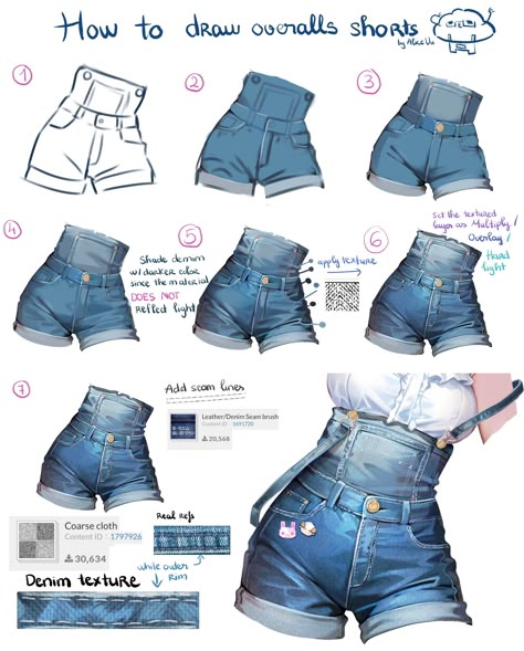 Digital Painting Techniques, Denim Texture, Digital Art Beginner, Digital Painting Tutorials, Anime Drawings Tutorials, Drawing Clothes, Art Tutorials Drawing, Painting Tutorials, Digital Art Tutorial