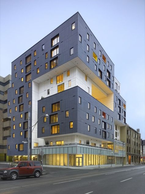 Terrace Facade, Factory Facade, Housing Cooperative, Architecture Renovation, Collective Housing, Multifamily Housing, Color Transition, Interesting Buildings, Downtown Toronto