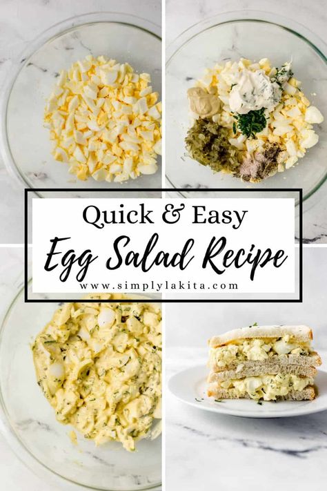 This Easy Egg Salad with Pickle Relish is thick, chunky, and made with just a few simple ingredients. A classic recipe egg salad that can be eaten on its own or used to make a deliciously filling sandwich. simplylakita.com #eggsalad Egg Salad On Croissant, Egg Salad Without Mustard, Egg Salad No Mustard, Egg Salad Croissant Sandwich, Egg Salad Sandwich Recipe Easy, Masters Egg Salad Sandwich Recipe, Croissant Recipes, The Best Egg Salad, Egg Salad Recipe Easy