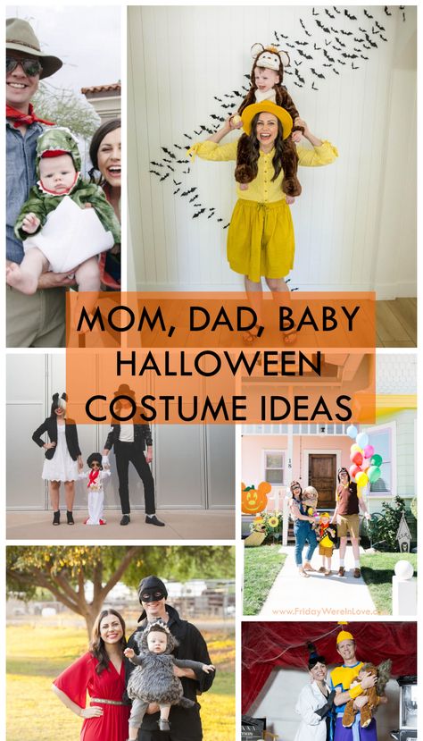 Discover the cutest and most creative Halloween costume ideas for the whole family! From matching superhero outfits to classic storybook characters, these family costumes are perfect for making unforgettable memories. Dress up as your favorite trio and enjoy the spooktacular fun together! Click to explore these adorable ideas now. 🎃👻 Easy Halloween Costume For Family Of 3, Halloween Costumes With Newborn Family, Parents Costumes Halloween, Family With Newborn Halloween Costumes, Family Halloween Costumes For 3 With Baby, Costume Idea For Family Of 3, New Family Halloween Costumes, Family Three Costumes, Halloween Costume For Pregnant Mom And Toddler