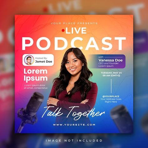 Speaker Reveal Poster, Podcast Poster Design Inspiration, Live Announcement Poster, Podcast Announcement Post, Speaker Session Poster, Podcast Social Media Template, Podcast Advertising Design, Podcast Poster Ideas, Youtube Podcast Thumbnail