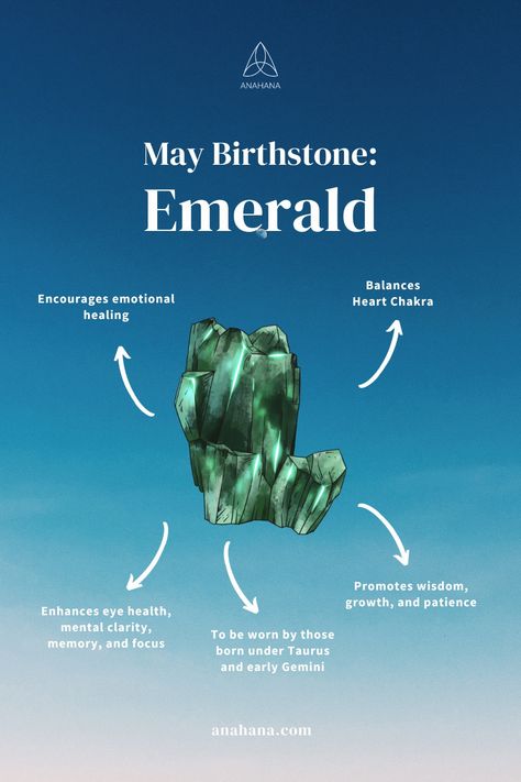 Known for its physical benefits and metaphysical healing properties, it is cherished as a beautiful gem and a symbol of love and rebirth, enhancing our connection with the heart chakra. Visit our blog to learn more about the emerald birthstone and what it means for you if you were born in May! Emerald Gemstone Meaning, Emerald Meaning, Crystal Grimoire, Amazonite Meaning, Emerald Benefits, Birth Stones, Gemstones Chart, Agate Meaning, Born In May