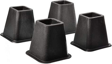 Amazon.com: Home-it 5 to 6-inch SUPER QUALITY Black bed risers, helps you storage under the bed 4-pack (Black): Home & Kitchen Bed Frame Risers, Bed Raisers, Under Bed Storage Bins, Bed Lifts, Furniture Risers, Bed Risers, Black Bed, Water Bed, Black Bedding