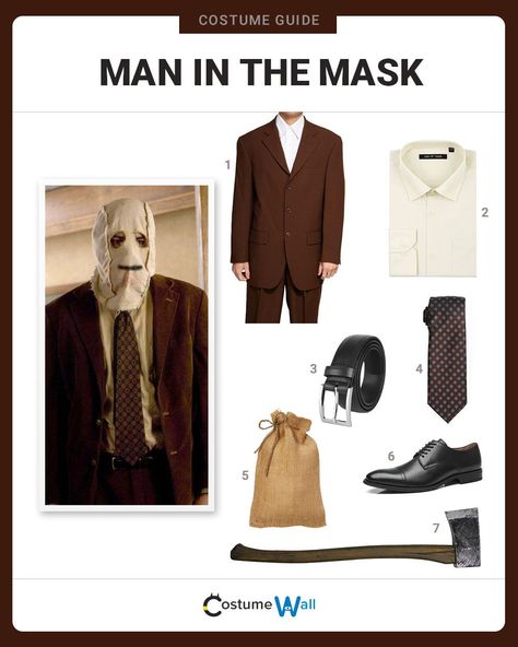 Terrorize holiday-makers when you dress as The Man in the Mask from the creepy thriller movie The Strangers. The Strangers Halloween Costume, The Strangers Man In The Mask, The Strangers Costume, Halloween Movie Costumes, Man Costume Ideas, Movie Costumes Men, Halloween Costumes Horror, Masks Aesthetic, Halloween Fantasia