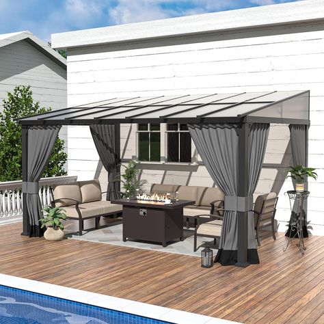 Kullavik Wall Mounted Lean-to Gazebo can effectively expand your outdoor space. As a porch extension, it supports you to enjoy the outdoor life better. Lean To Gazebo, Privacy Backyard, Privacy Patio, Screen Deck, Sun Panels, Pallet Deck, Screen Patio, Wall Mounted Pergola, Diy Driveway