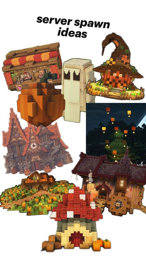 Minecraft Fall Builds, Minecraft Halloween Ideas, Minecraft Build Ideas, Minecraft Building Blueprints, Minecraft Farm, Minecraft Cottage, Easy Minecraft Houses, Minecraft House Tutorials, Minecraft Castle