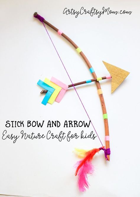 Make a Stick Bow and Arrow with a twig & some yarn. Now all that&apos;s left to do is test out your DIY bow and arrow with a little target practice! Perfect as a cupid bow and arrow costume prop or a fun Nature craft. Bow And Arrow Homemade, Mini Bow And Arrow Craft, Bow And Arrow Craft, Diy Bow And Arrow, Crafts For Kids Easy Diy, Arrow Costume, Arrow Crafts, Cupid Bow, Arrow Bow