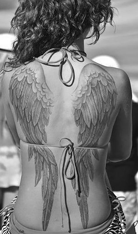 Angle Wing Tattoos, Chinese Tattoo Designs, Open Heart Tattoo, Angel Wings Tattoo On Back, Wing Tattoos On Back, Backpiece Tattoo, Hanya Tattoo, Wing Tattoo Designs, Angel Wings Tattoo