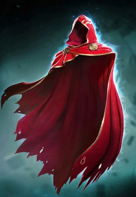 The Hood's Cloak Torn Cloak Drawing, Cloak Of Billowing Dnd, Hooded Cloak Reference, Magic Scarf Fantasy Art, Red Cloak Fantasy Art, Fantasy Robes Concept Art, Magic Cloak Art, Hooded Figure Fantasy Art, Hooded Cloak Drawing Reference