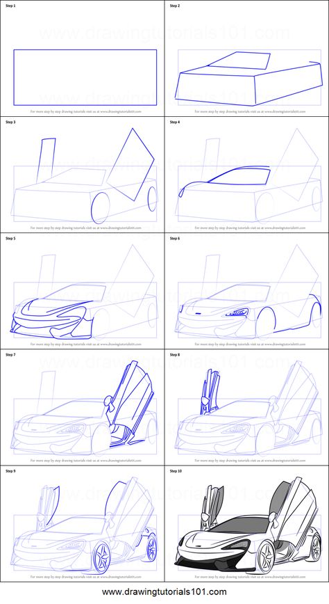 Car Drawing Sketches Step By Step, Drawing Cars Step By Step, Mclaren Drawing, How To Draw A Car, Car Design Sketch Draw, Drawings Of Cars, Car Drawing Sketches, Vehicles Drawing, Vehicle Drawing