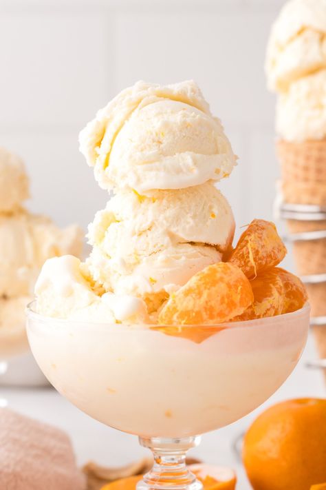 Orange Swirl Ice Cream, Orange Creamsicle Ice Cream Recipe, Orange Creamsicle Popsicle, Creamsicle Ice Cream Recipe, Orange Ice Cream Recipe, Creamsicle Popsicle, Kitchenaid Ice Cream Attachment, Orange Creamsicle Ice Cream, Creamsicle Ice Cream