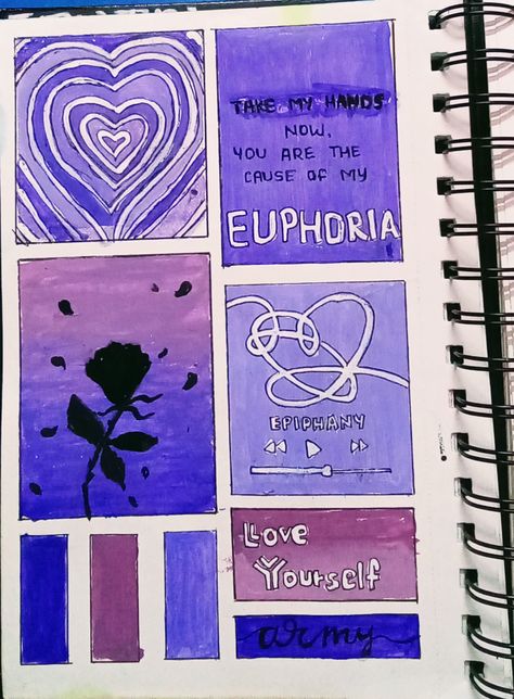 Euphoria Art Aesthetic, Euphoria Drawing Ideas, Bts Aesthetic Painting, Dark Purple Paint, Purple Drawing, Summer Sketchbook, Aesthetic Sketches, Purple Canvas Art, Bts Mood