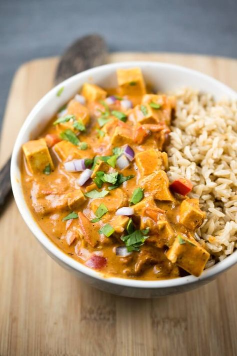 Slow Cooker Tofu Tikka Masala | Yup, it's Vegan Tofu Tikka Masala Recipe, Tofu Tikka Masala, Tofu Tikka, Vegan Slow Cooker Recipes, Vegan Crockpot Recipes, Vegan Crockpot, Vegan Slow Cooker, Salad Buah, Tikka Masala Recipe