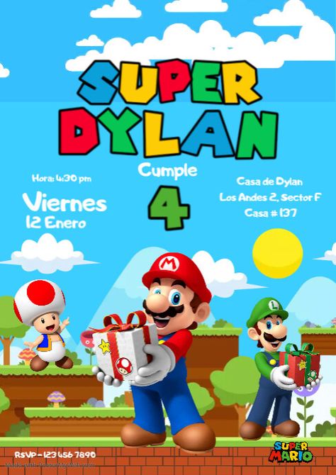 Super Mario Brothers Birthday Party Invitations, Super Mario Brothers Invitations, Super Mario Invitations Free Template, Super Mario Invitation Template, Super Mario Graphic Design, Super Mario Digital Invitations, Super Mario Invitation, Birthday Invitation Design, Learn To Run