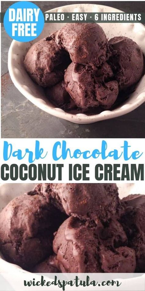 Paleo Chocolate Ice Cream, Coconut Milk Ice Cream Recipe, Milk Ice Cream Recipe, Chocolate Coconut Milk, Nutritious Eating, Coconut Ice Cream Recipes, Paleo Ice Cream, Dark Chocolate Coconut, Dark Chocolate Ice Cream