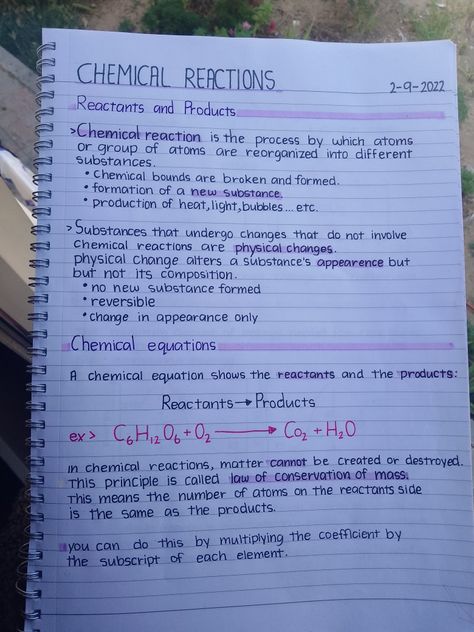 Year 10 Chemistry Notes, Note Taking Ideas Chemistry, Cute Class Notes Student, Chemical Reactions Notes Aesthetic, Aesthetic Notes For Chemistry, Chemistry Study Notes Aesthetic, Middle School Science Notes, Pretty Science Notes, Science Revision Notes Year 8