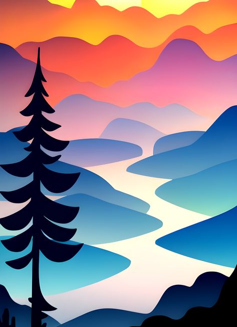 https://www.redbubble.com/i/wood-print/Tree-View-Mountain-Landscape---Minimalistic/138440116.EZ4MB?asc=u Seasonal Paintings, Father's Day Painting, Procreate Inspiration, View Mountain, Illustration Landscape, Aesthetics Wallpaper, Minimalist Landscape, Landscape Scenery, Art Landscape