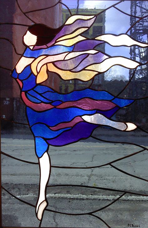 bailarina Bathroom Skylight, Skylight Bedroom, Blue Ballerina, Stained Glass Quilt, Stained Glass Angel, Glass Painting Designs, Mosaic Stained, Stained Glass Paint, Stained Glass Diy