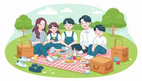 Premium Vector | A cartoon illustration of a family having picnic in a park Picnic Cartoon, Family Illustration, Business Card Maker, Stationery Templates, Flyer Maker, Poster Maker, Card Banner, Poster Invitation, Presentation Template Free