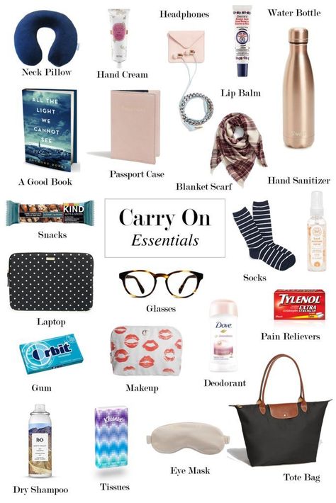 Carry On Essentials, Travel Packing Checklist, Travel Bag Essentials, Carry On Packing, Road Trip Packing, Trip To Europe, Airplane Essentials, Carry On Bag Essentials, Travel Essentials List