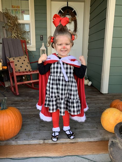 Cindy Lou Who from the Grinch- Do it yourself costume Cindy Lou Who Makeup Kids, Cindy Lou Who Toddler Costume, Cindy Lou Who Hair Toddler, Max From The Grinch Costume, Cindy Lou Who Costume Diy Kids, Cindy Lou Costume, All Pink Hair, Cindy Lou Hair, Christmas Character Costumes