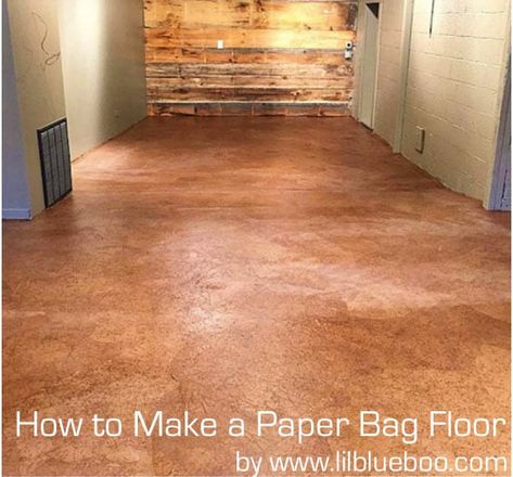 Simple Brown Paper Bag Floor DIY Projects • The Budget Decorator Brown Paper Flooring, Paper Bag Floor, Brown Paper Bag Floor, Cheap Remodel, Paper Flooring, Paper Bag Flooring, How To Make A Paper Bag, Diy Paper Bag, Paper Grocery Bags