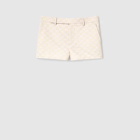 GG cotton gabardine shorts in light beige | GUCCI® 香港 Airport Fashion, Free Logo, Light Beige, Short Pants, Summer Collection, Black Backgrounds, Ready To Wear, Gift Wrapping, Gucci