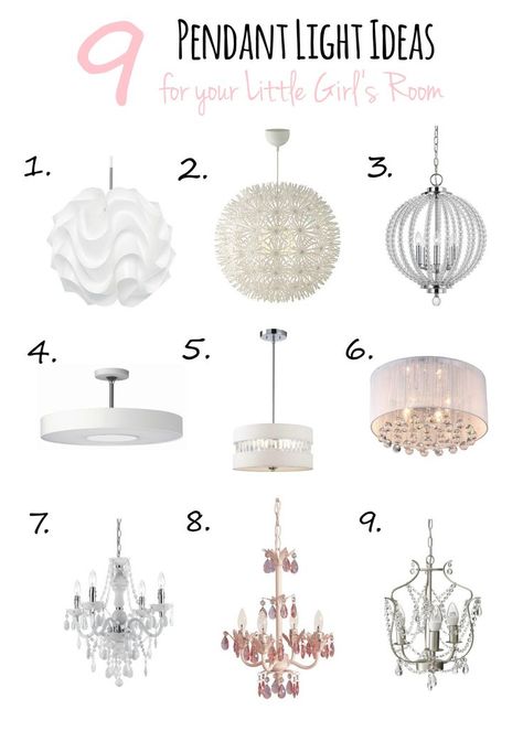 9 Pendant Light Ideas for your little girl's bedroom. Inexpensive and easy-to-ship options! Circle pendants, drum pendants, and chandeliers.   #lighting #decor #oneroomchallenge #daughter #beautiful Girls Room Chandelier, Girls Bedroom Lighting, Farmhouse Style Lighting, Farmhouse Bedroom Decor Ideas, Big Girl Bedrooms, Bedroom Pendant, Pendant Lighting Bedroom, Bedroom Light Fixtures, Light Ideas