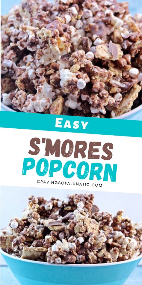 This S'mores Popcorn is incredibly easy to make and is packed with chocolate, marshmallows and graham crackers. It's the perfect sweet treat! Smores Popcorn, Fritatta Recipe, Chex Recipes, Cinnamon Chex, Chocolate Smores, Smores Party, Marshmallow Popcorn, Golden Grahams, Marshmallow Chocolate