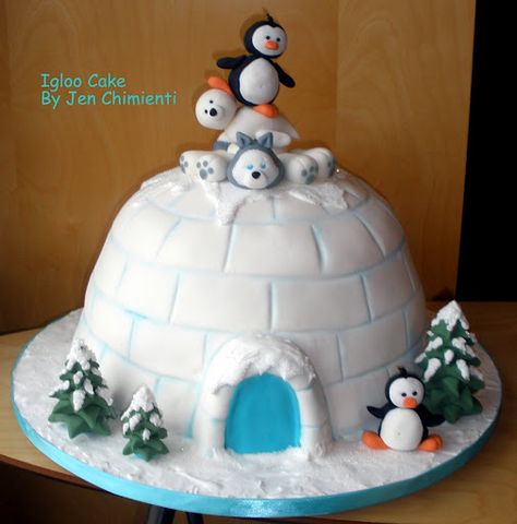 Love this cake Igloo Cake, Winter Torte, Christmas Themed Cake, Penguin Cakes, Snowman Cake, Christmas Cake Designs, Christmas Cake Decorations, Xmas Cake, Winter Cake