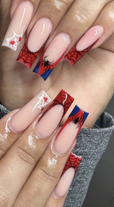 Marvel Nails, Paznokcie Hello Kitty, Kylie Nails, Halloween Acrylic Nails, Girly Acrylic Nails, Pretty Gel Nails, Unique Acrylic Nails, Nails Spring, Trendy Nail Design