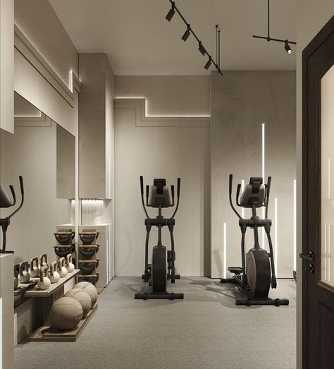 Aesthetic Gym Room Ideas, Gym In House Aesthetic, Modern Office Meeting Room Design, At Home Gym Room Aesthetic, Aesthetic Workout Room, Home Workout Room Design, Exercise Room Design, Gym Studio Aesthetic, Gym Room Aesthetic