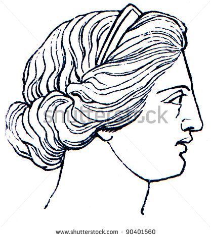 Ancient Greek hair style.. Up do, loose twists. Greek Hairstyles Drawing, Greek Woman Side Profile, Ancient Greece Hairstyles, Gemini Costume, Peasant Hair, Ancient Greek Hairstyles, Ancient Greek Hair, Greek Drawings, Loose Twists