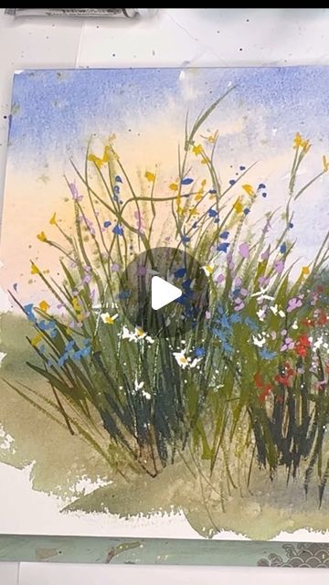 Artist/ teacher/ illustrator on Instagram: "Super fun & RASY watercolor wildflowers! Even a beginner can do this! I just love playing with the various grasses & blooms - you can find this tutorial on my YouTube- link in profile!  Happy Painting!! 🖼️  . . . . . . . . . #watercolor_galery #watercolor #watercolorpainting #wildflowers #flowerpainting #artoftheday #carveouttimeforart #paintingprocess" Watercolor Grass Tutorial, Watercolor Wild Flowers, Paintings Tutorials, Wildflower Paintings, Watercolor Wildflowers, Happy Painting, Garden Watercolor, Watercolor Tutorials, Watercolor Art Lessons