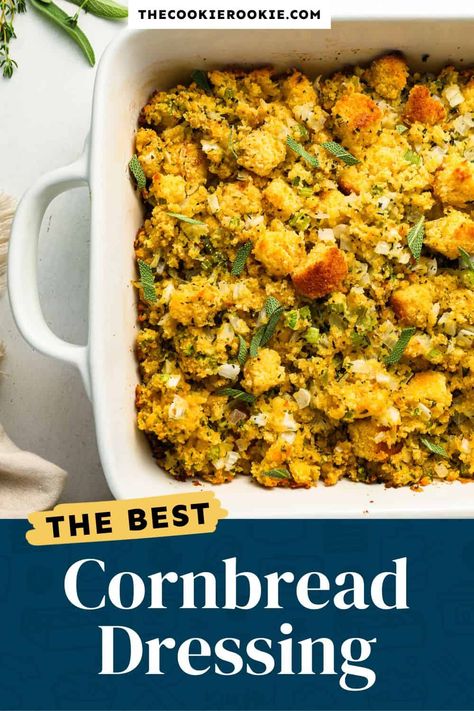 Best Cornbread Dressing, The Best Cornbread, Cornbread Dressing Recipe, Best Cornbread, Cornbread Stuffing Recipes, Sausage Stuffing Recipe, Dressing Recipes Thanksgiving, Moist Cornbread, Bread Dressing