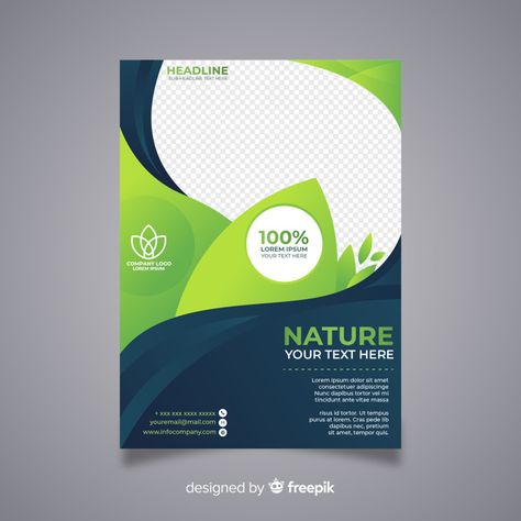 Modern nature flyer template with flat d... | Free Vector #Freepik #freevector #brochure #flyer #cover #design Rollup Design, Magazine Cover Template, Banner Design Inspiration, Graphic Design Flyer, Leaflet Design, Presentation Design Template, Packing Design, Calendar Design, Brochure Design