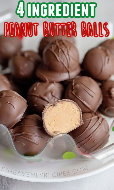 Few Ingredient Christmas Treats, Chocolate Peanut Balls, 4 Ingredient Peanut Butter Balls, Easy Peanut Butter Balls 4 Ingredients, Christmas Balls Dessert, Easy Dessert Balls, Christmas Baking With Kids Easy, Christmas Recipes Dessert Easy, Easy Christmas Goodies To Make